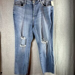 DL1961 Jeans Patti Straight High Rise Vintage Ankle Distressed Raw Hem Denim